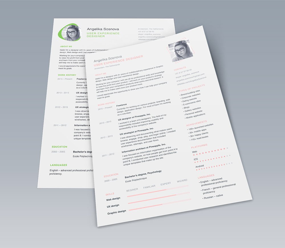 Download Free 25 Best Free Resume CV Templates PSD at