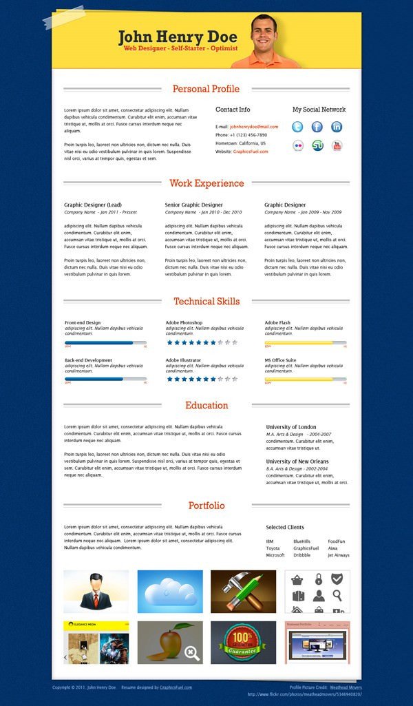 PSD Resume Template – 51 Free Samples Examples Format
