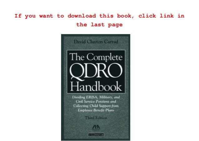 Download The plete QDRO Handbook Dividing ERISA