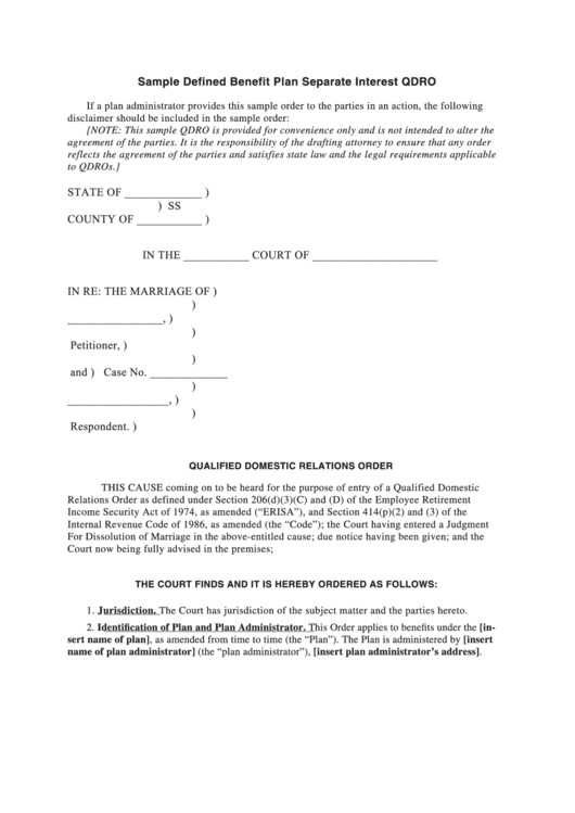 Top 10 Qdro Form Templates free to in PDF format