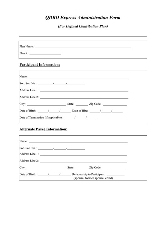 Top 10 Qdro Form Templates free to in PDF format