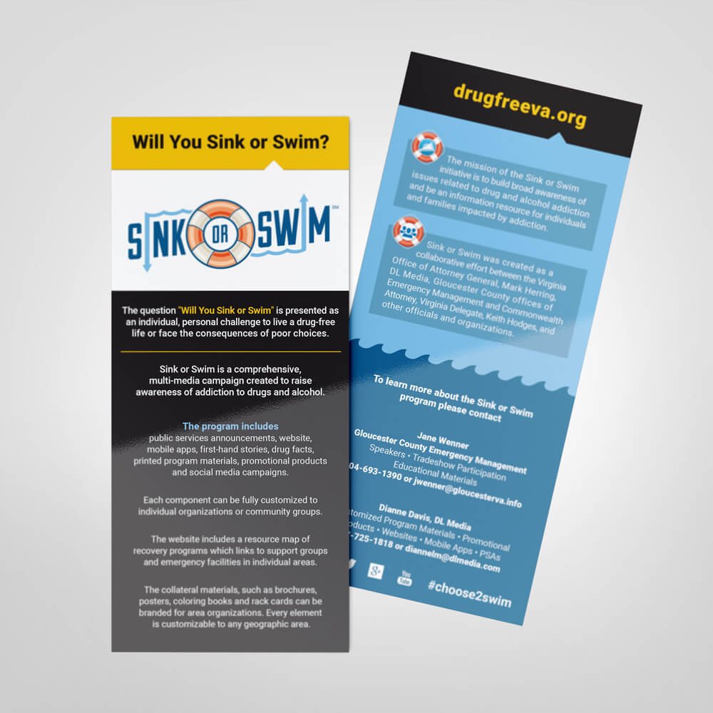 Sink or Swim Informational Rack Card Drug Free VA