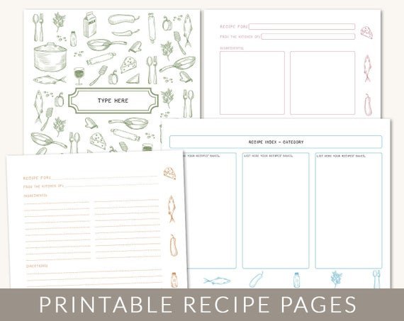 DIY Custom Recipe Binder Cookbook Printable Pages 40