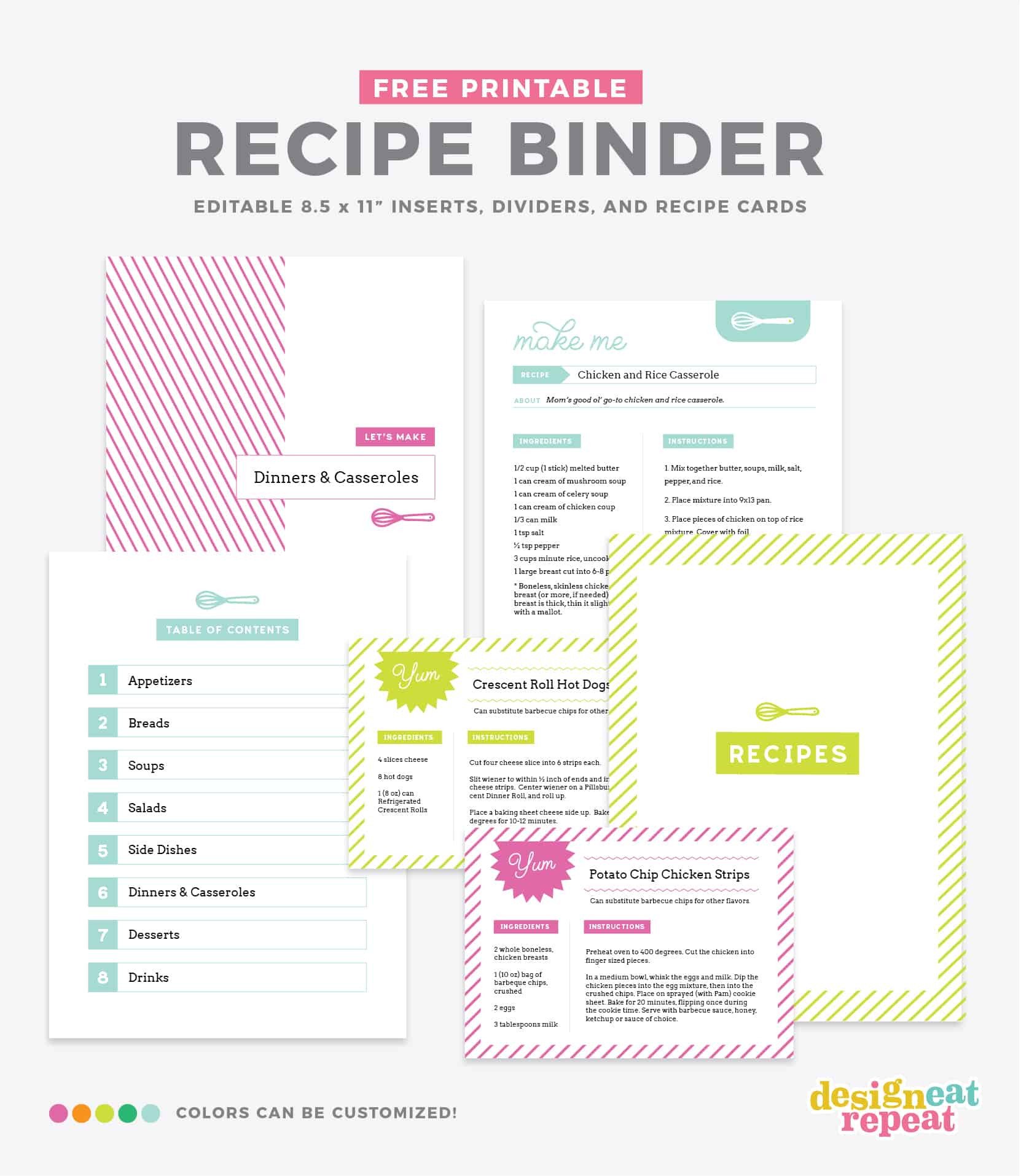 DIY Recipe Book with Free Printable Recipe Binder Kit