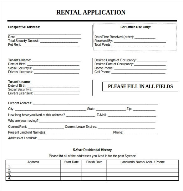 13 Rental Application Templates – Free Sample Example
