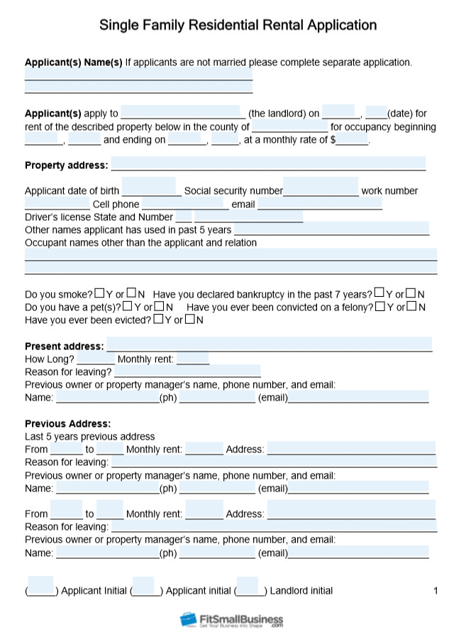 Rental Application Form [ Free Templates]