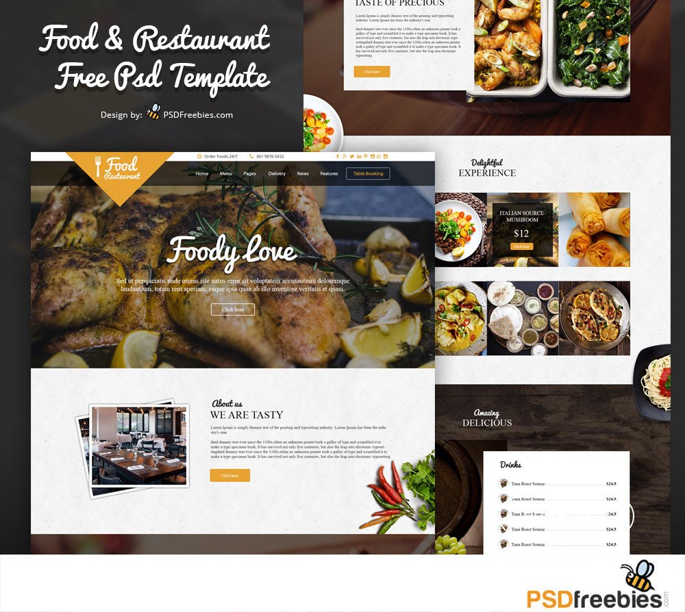 18 Restaurant Print & Web Free PSD Templates