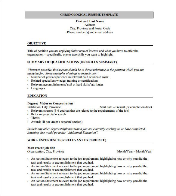 Resume Template for Fresher – 10 Free Word Excel PDF