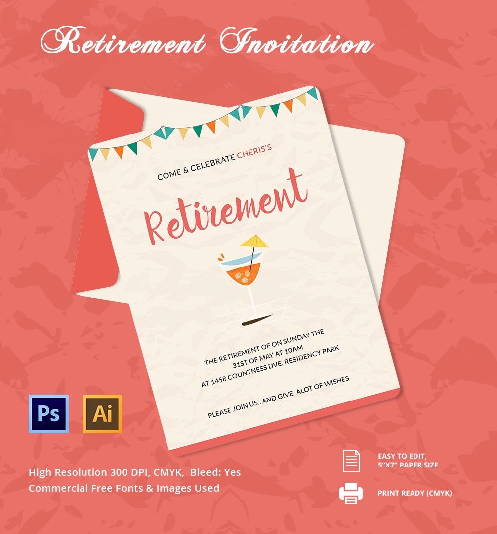 25 Retirement Invitation Templates PSD Vector EPS AI