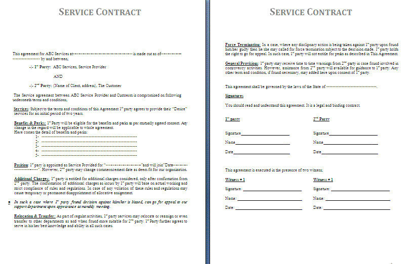 Free Printable IT Service Agreement Template Form GENERIC