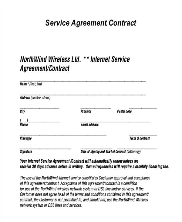 Sample Service Agreement Form 9 Free Documents in PDF