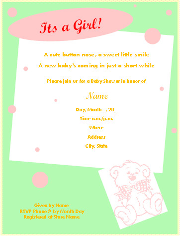 Free Printable Baby Shower Invitations for Microsoft Word