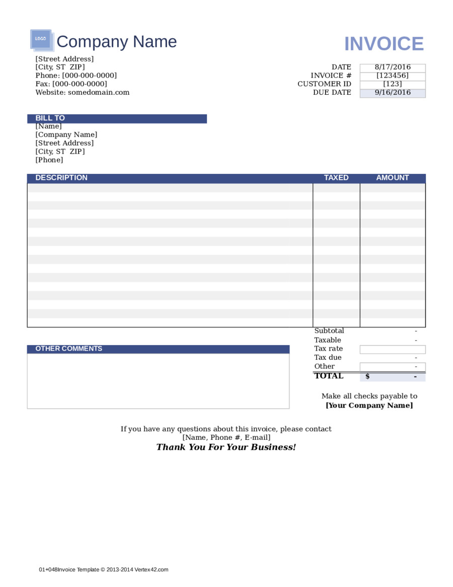 2019 Invoice Template Fillable Printable PDF & Forms