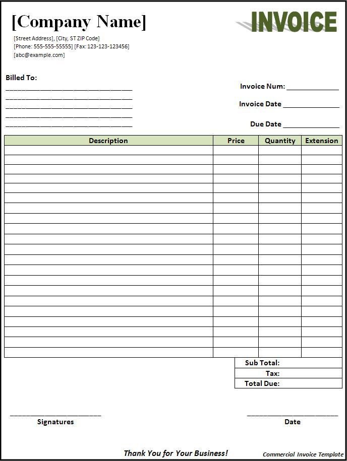 Free Invoice Template Sample Invoice Format