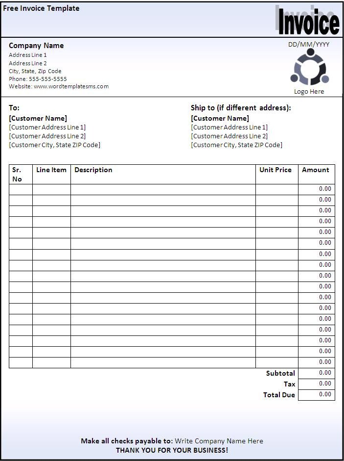Invoice Template Free