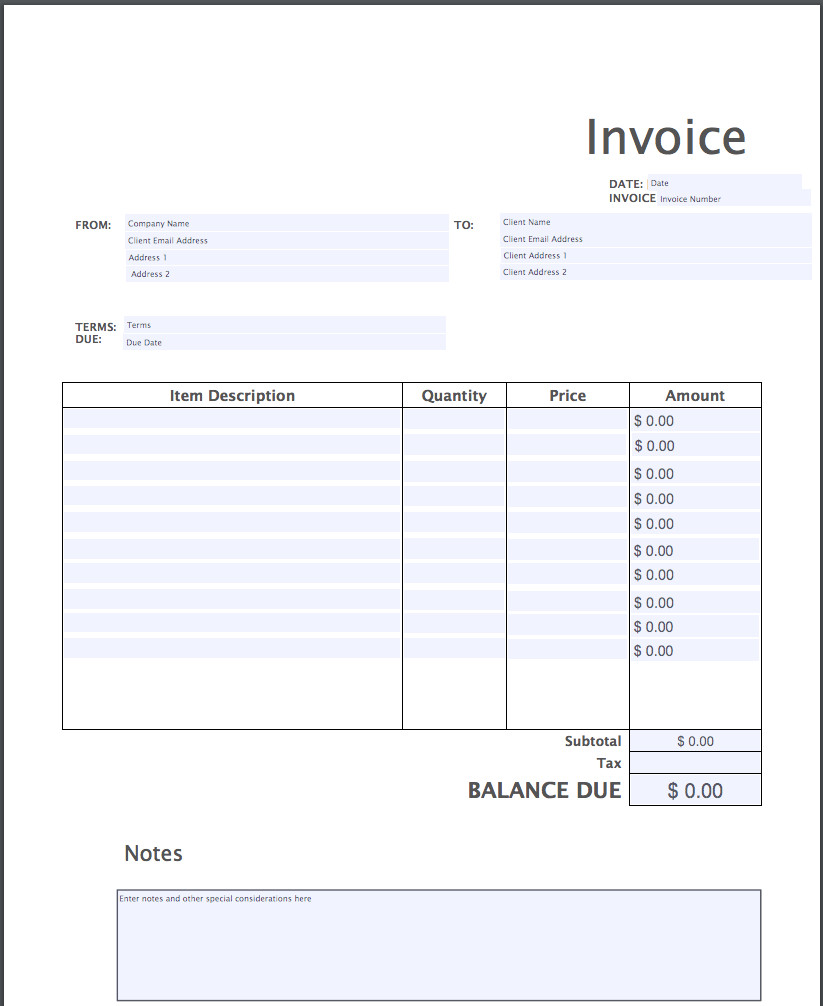 Invoice Template PDF Free Download