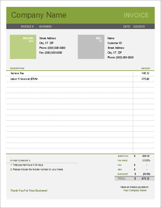 Printable Free Invoice Templates The Grid System