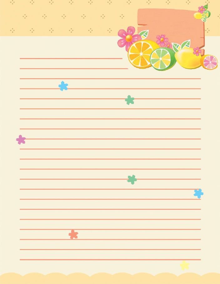 free school writing paper template with green hearts and