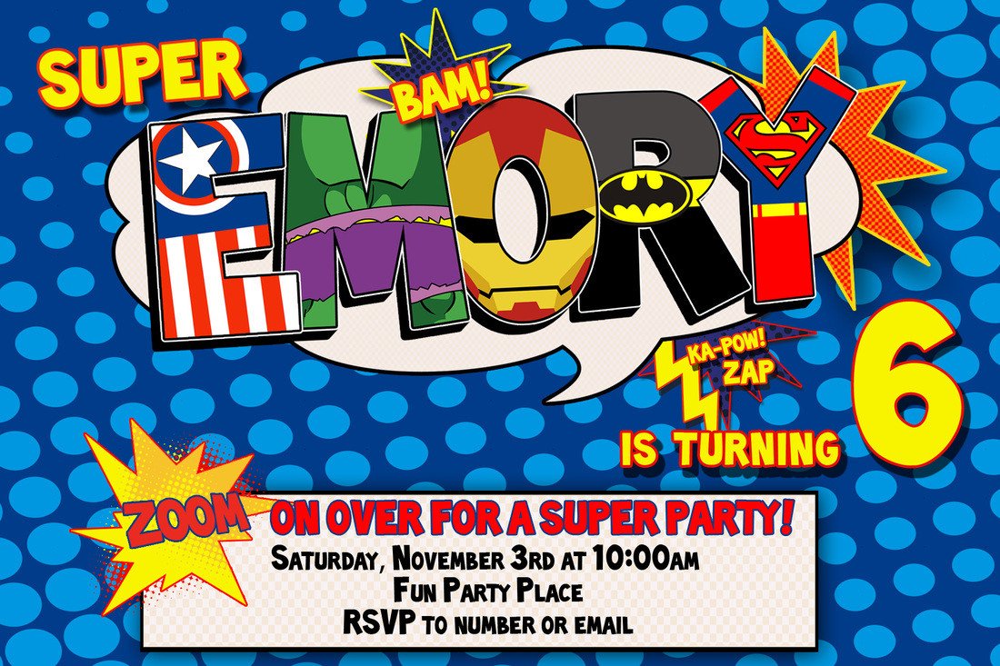 Superhero Birthday Invitation Templates