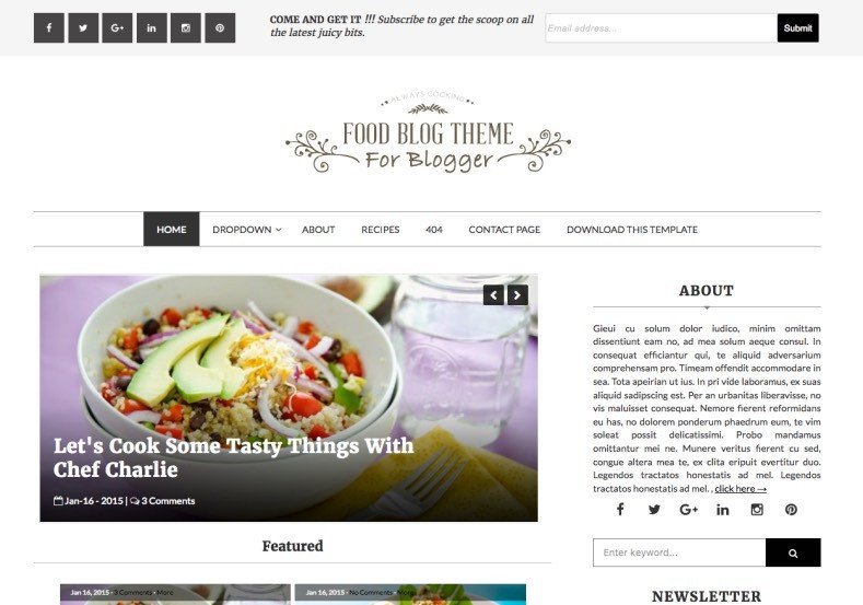 Food Blog Blogger Template • Templates 2019