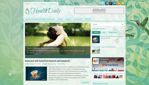 HealthDaily Blogger template BTemplates