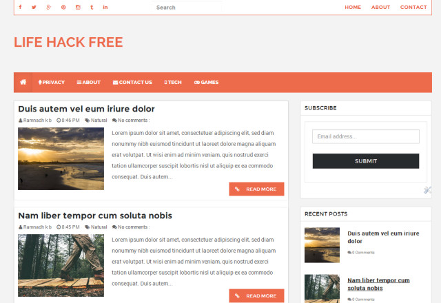 LifeHack Free Responsive Blogger Template Theme