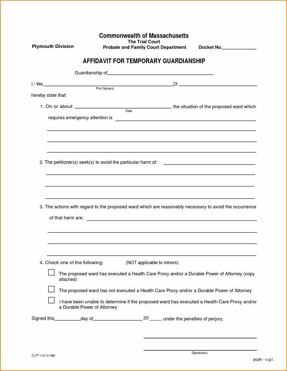 Free Printable Child Guardianship Forms Free For free