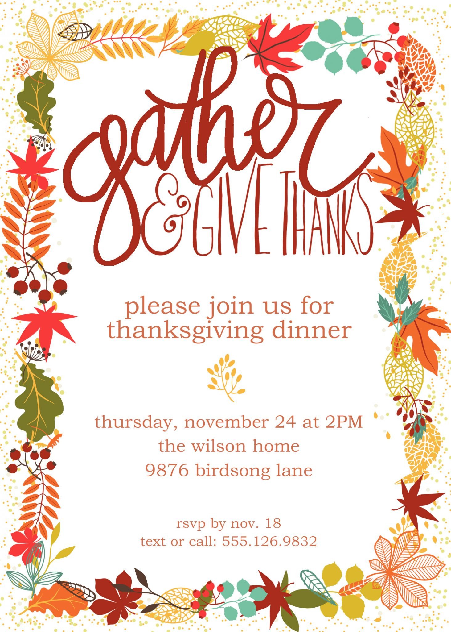 Customizable Thanksgiving Invitation