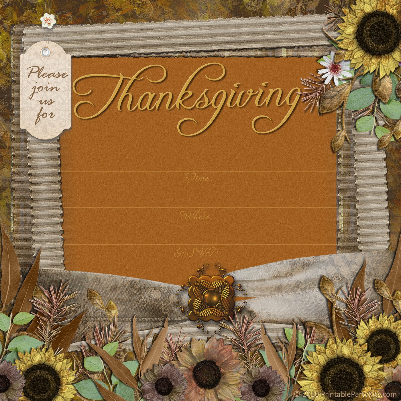Free Printable Party Invitations Thanksgiving Dinner