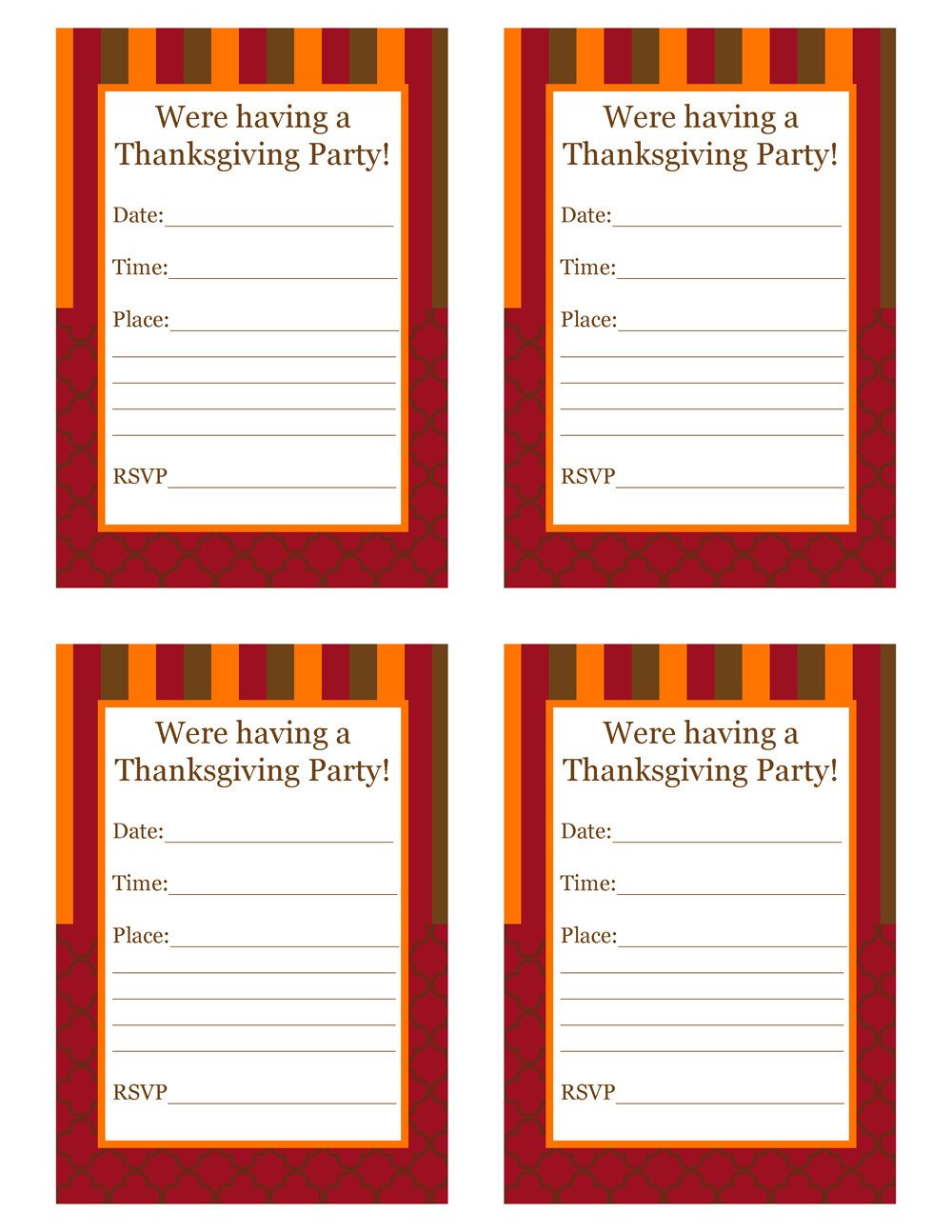 FREE Thanksgiving Party Printables from Cupcake Express