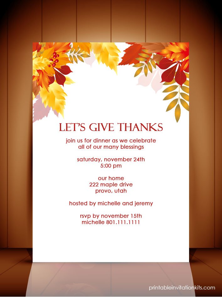 Thanksgiving Dinner Autumn Invitation Template ← Wedding
