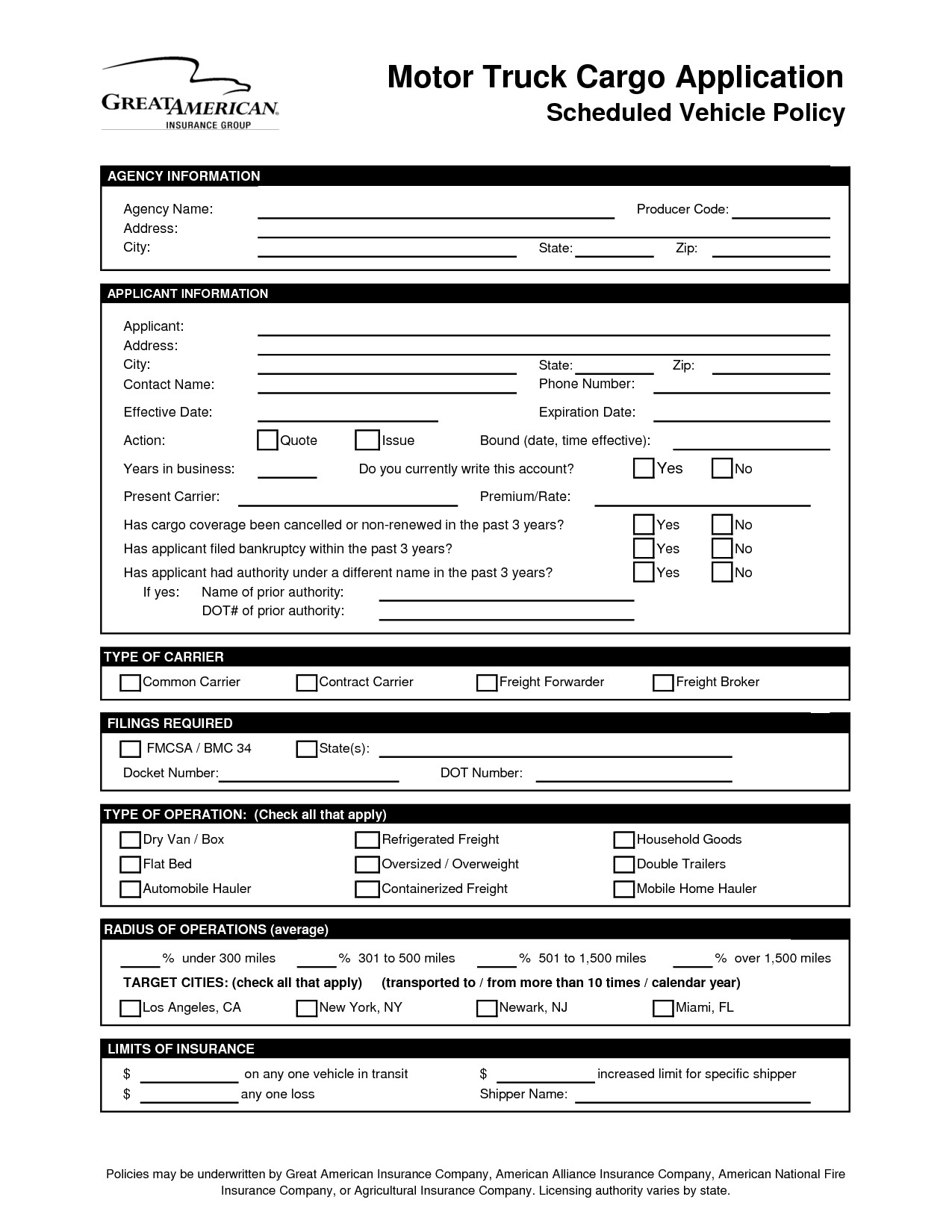 Job application for Over The Road Truck Driving Typical