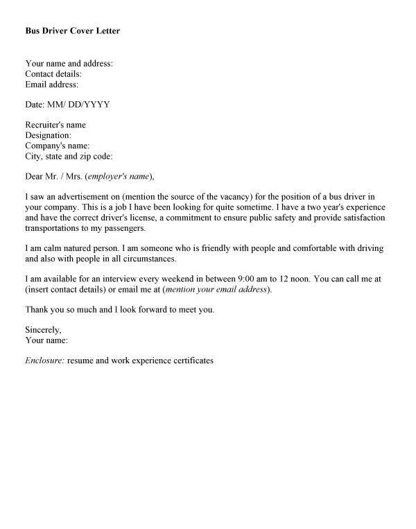 shuttle bus driver cover letter Job and Resume Template