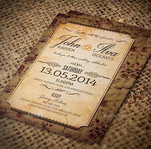 23 Vintage Wedding Invitation Free PSD Format Download