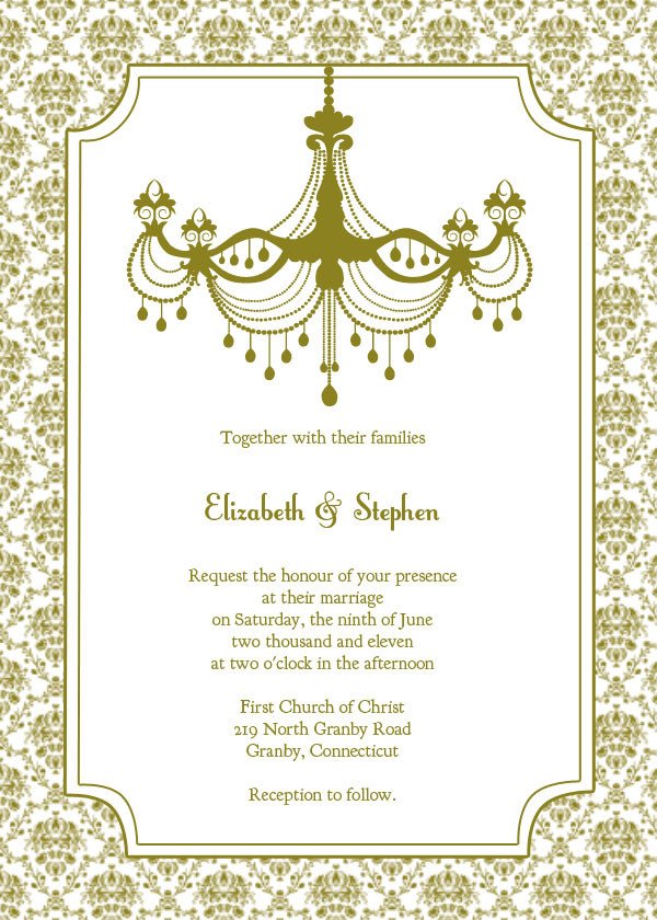 Vintage Chandelier Wedding Invitation Template – Free