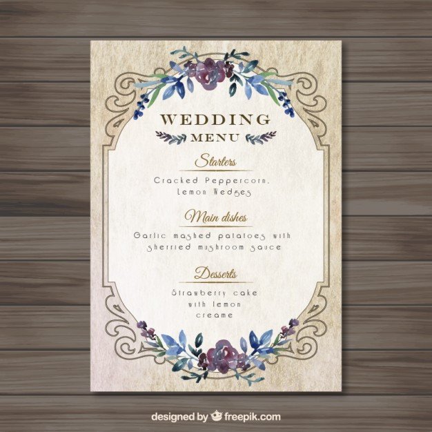 Vintag wedding menu template Vector