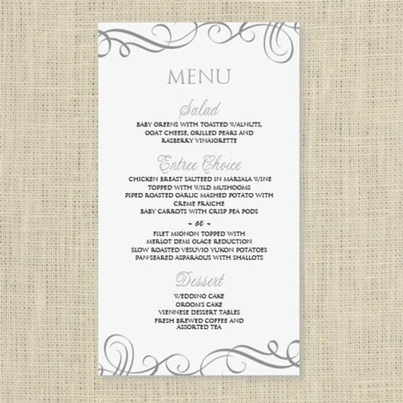 Wedding Menu Card Template DOWNLOAD INSTANTLY by