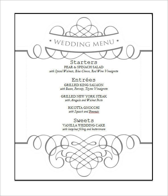 Wedding Menu Template 31 Download in PDF PSD Word