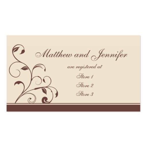 Brown Swirls and Curls Wedding Gift Registry Cards