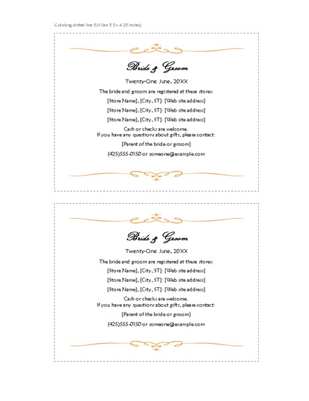 Download Free Printable Invitations of Registry cards