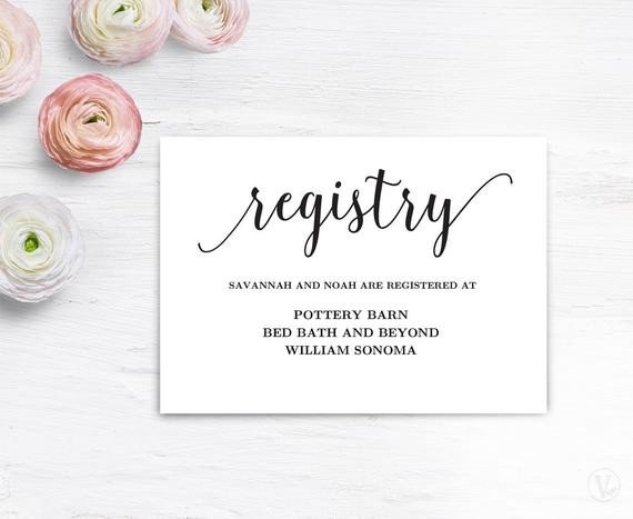 Gift Registery Card Template Printable Wedding Registry Card