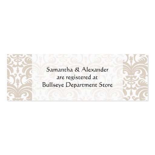 Personalized Wedding Gift Registry Cards Insert Double