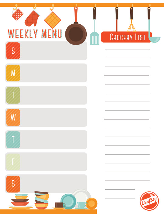 Get a FREE Printable Weekly Meal Planner on Craftsy