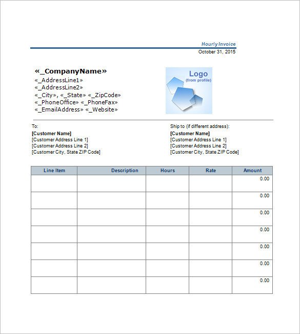 5 Hourly Invoice Template with Further Description
