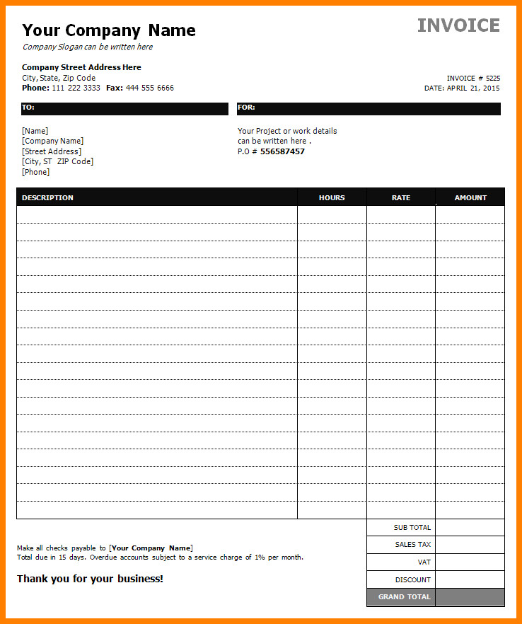 8 hourly billing template
