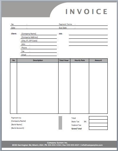 Freelance Invoice Template Hourly Service