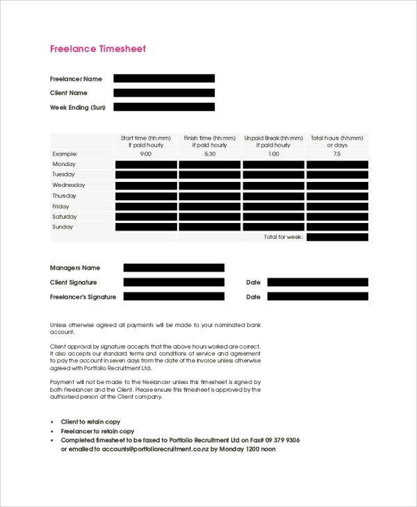 Sample Freelance Invoice 7 Documents in PDF Word