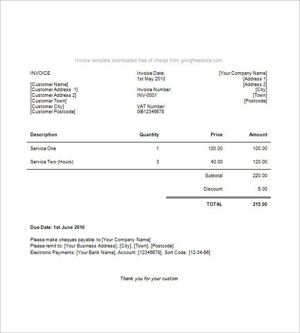 Freelancer Invoice Template 15 Free Word Excel PDF