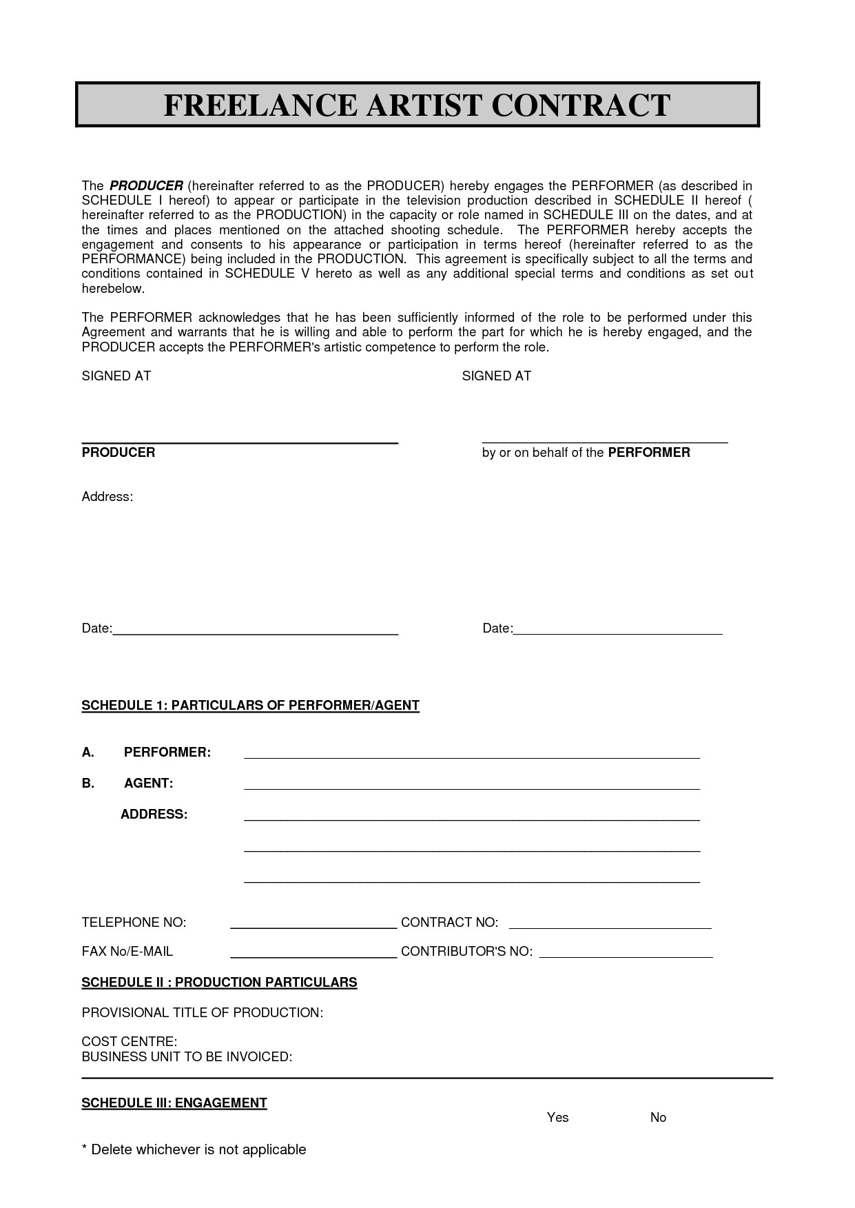 SABC Contract 2010 pdf FREELANCE ARTIST CONTRACT by