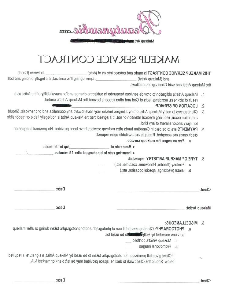 Sample Contract For Makeup Artist